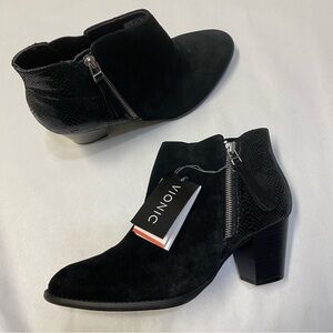 Vionic Women’s Anne Ankle Boots Booties Size 11 Black Suede Leather NWT